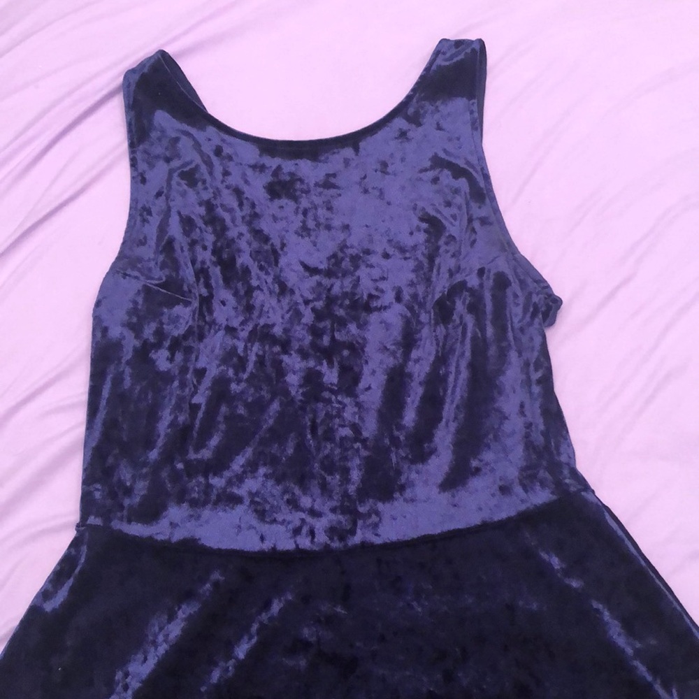 NWOT Crushed Navy Velvet Dress
